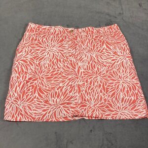 Lands End Womens 18W Skort Coral White Floral Cotton Casual Skirt Shorts